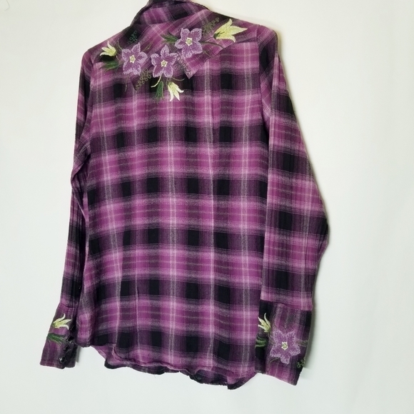 STETSON WOMEN'S AMETHYST OMBRE PLAID SHIRT XS Western Rodeo southwest Cotton - Picture 4 of 12